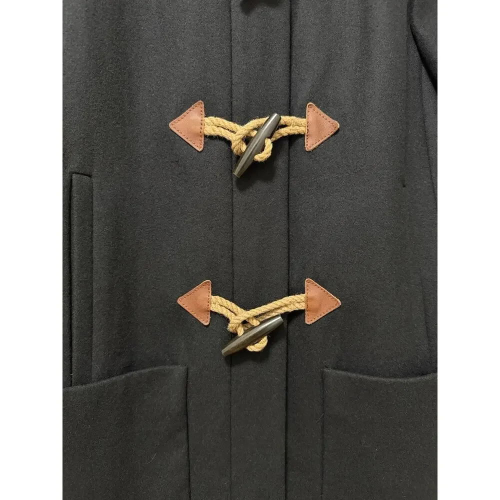J Crew Womens Toggle Wool Blend Long Coat Size 14 Black Heavyweight Winter Coat‎ - Picture 9 of 14